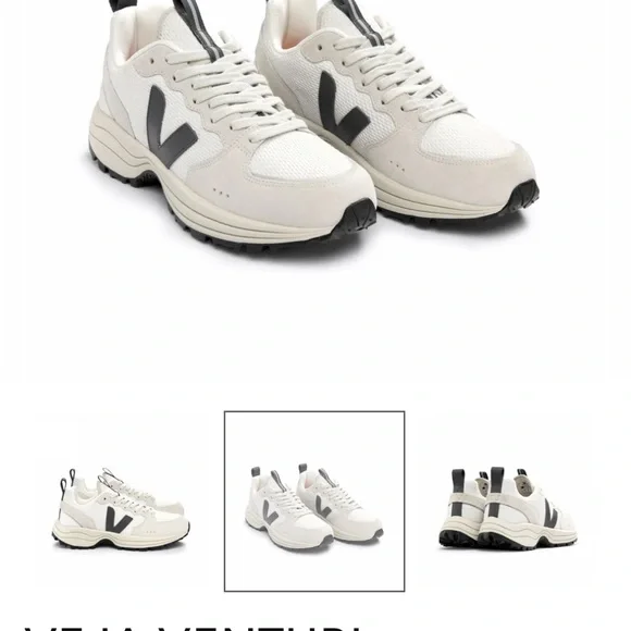 Veja Venturi Sneakers in Cream and Black - Picture 1 of 11